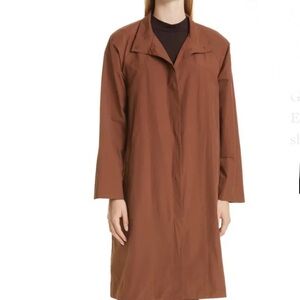 Eileen Fisher Stand Collar Organic Cotton & Nylon Coat